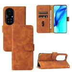 Tinta unita Skin Feel Fibbia magnetica Flip orizzontale Custodia in pelle PU con struttura in vitello con supporto e slot per schede e portafoglio, For Huawei P50, For Huawei P50 Pro
