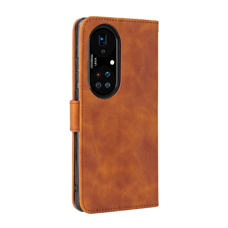 Tinta unita Skin Feel Fibbia magnetica Flip orizzontale Custodia in pelle PU con struttura in vitello con supporto e slot per schede e portafoglio, For Huawei P50, For Huawei P50 Pro
