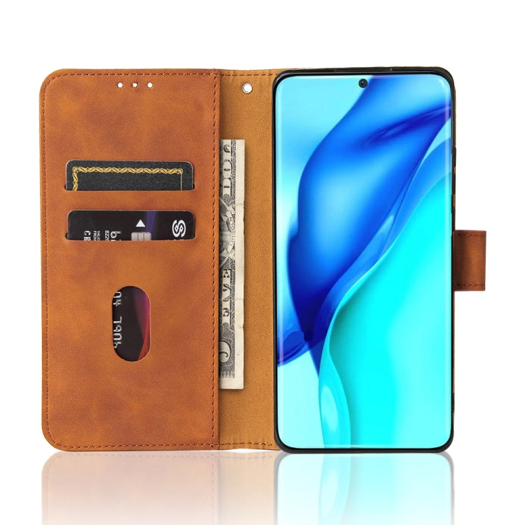 Tinta unita Skin Feel Fibbia magnetica Flip orizzontale Custodia in pelle PU con struttura in vitello con supporto e slot per schede e portafoglio, For Huawei P50, For Huawei P50 Pro
