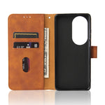 Tinta unita Skin Feel Fibbia magnetica Flip orizzontale Custodia in pelle PU con struttura in vitello con supporto e slot per schede e portafoglio, For Huawei P50, For Huawei P50 Pro