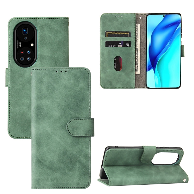 Tinta unita Skin Feel Fibbia magnetica Flip orizzontale Custodia in pelle PU con struttura in vitello con supporto e slot per schede e portafoglio, For Huawei P50, For Huawei P50 Pro