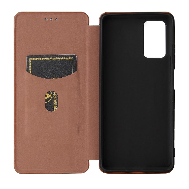 Struttura in fibra di carbonio Flip orizzontale magnetico Custodia in pelle TPU + PC + PU con slot per schede, For Blackview A100, For OnePlus Nord N200 5G