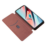 Struttura in fibra di carbonio Flip orizzontale magnetico Custodia in pelle TPU + PC + PU con slot per schede, For Blackview A100, For OnePlus Nord N200 5G