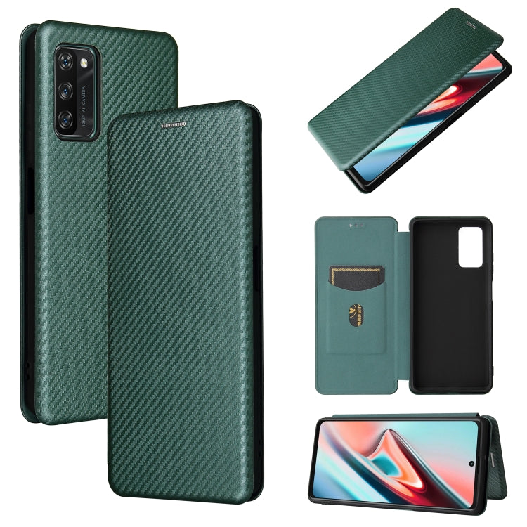 Struttura in fibra di carbonio Flip orizzontale magnetico Custodia in pelle TPU + PC + PU con slot per schede, For Blackview A100, For OnePlus Nord N200 5G