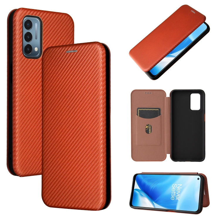 Struttura in fibra di carbonio Flip orizzontale magnetico Custodia in pelle TPU + PC + PU con slot per schede, For Blackview A100, For OnePlus Nord N200 5G