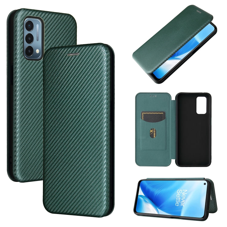 Struttura in fibra di carbonio Flip orizzontale magnetico Custodia in pelle TPU + PC + PU con slot per schede, For Blackview A100, For OnePlus Nord N200 5G