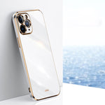 Custodia TPU antiurto con bordo oro per iPhone 11