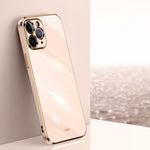 Custodia TPU antiurto con bordo oro per iPhone 11