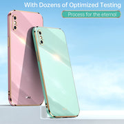 Custodia antiurto in TPU con bordo in oro con placcatura 6D XINLI, For iPhone X, For iPhone XR, For iPhone XS