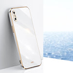 Custodia TPU antiurto con bordo oro per iPhone XR