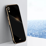 Custodia TPU antiurto con bordo oro per iPhone XR