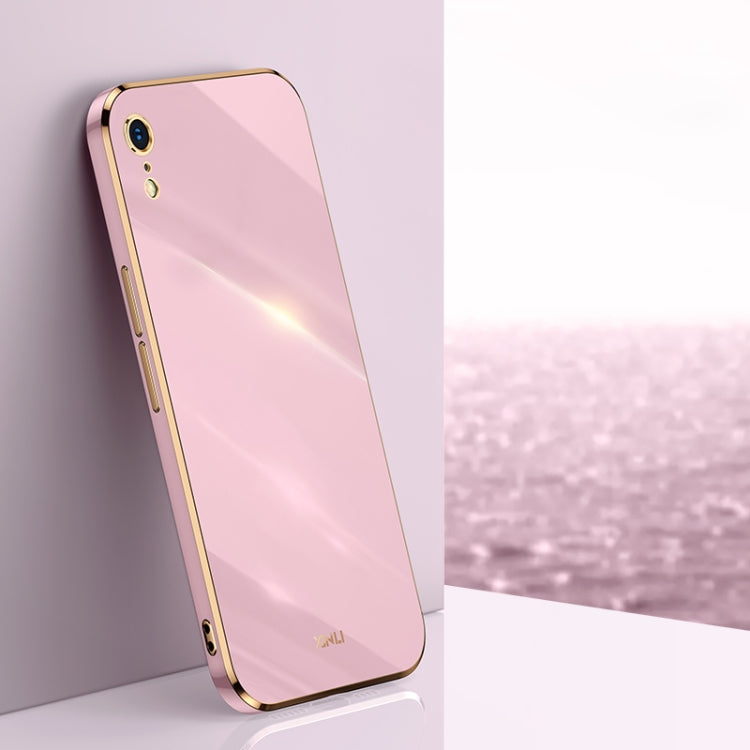 Custodia TPU antiurto con bordo oro per iPhone XR