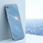 Custodia TPU antiurto con bordo oro per iPhone XR