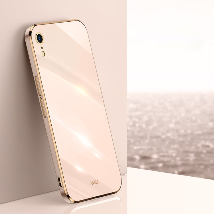 Custodia TPU antiurto con bordo oro per iPhone XR