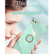 Custodia antiurto in TPU con bordo in oro placcato 6D dritto XINLI con supporto per anello, For iPhone 6 / 6s, For iPhone 6 Plus / 6s Plus, For iPhone 8 Plus / 7 Plus