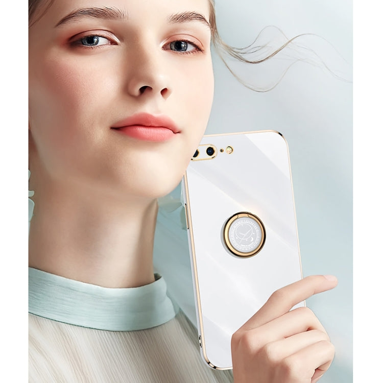 Custodia TPU antiurto con bordo oro e supporto anello per iPhone