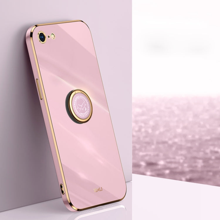 Custodia TPU antiurto con bordo oro e supporto anello per iPhone