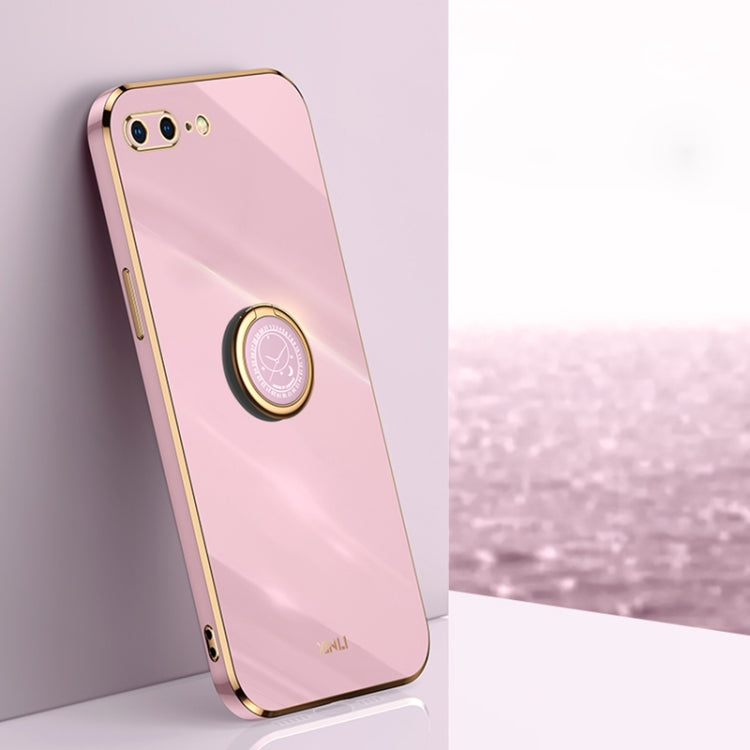 Custodia TPU antiurto con bordo oro e supporto anello per iPhone