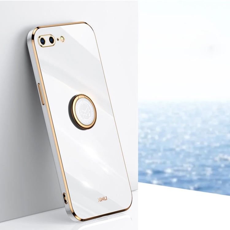 Custodia TPU antiurto con bordo oro e supporto anello per iPhone