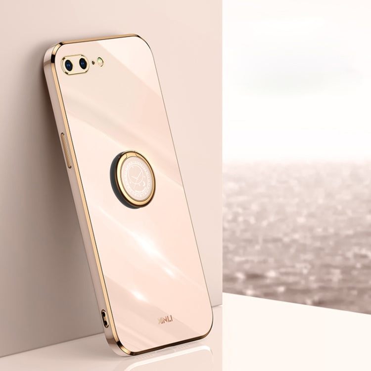 Custodia TPU antiurto con bordo oro e supporto anello per iPhone