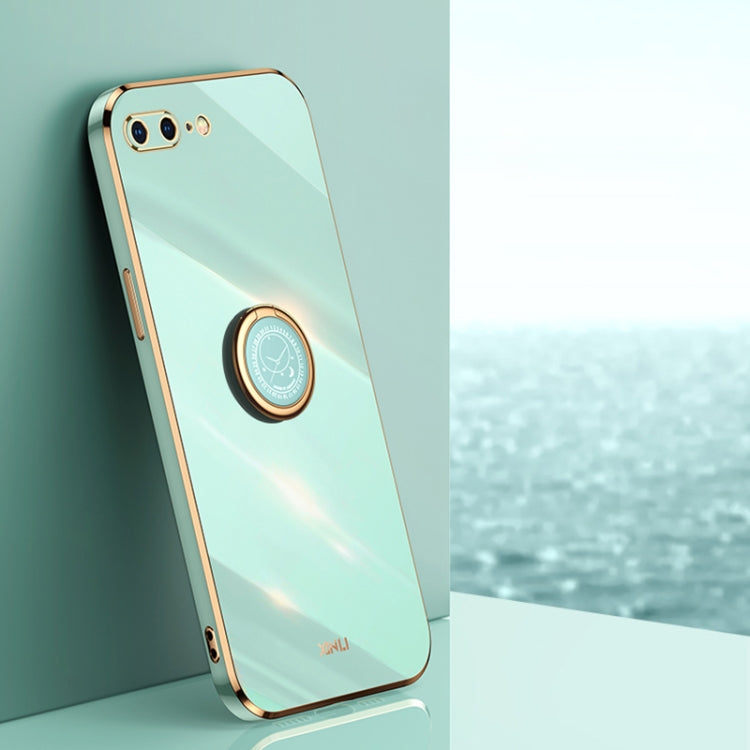 Custodia TPU antiurto con bordo oro e supporto anello per iPhone