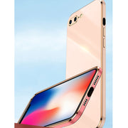 Custodia antiurto in TPU con bordo in oro placcato 6D dritto XINLI con supporto per anello, For iPhone SE 2022 / SE 2020 / 8 / 7, For iPhone 11, For iPhone 11 Pro