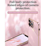 Custodia antiurto in TPU con bordo in oro placcato 6D dritto XINLI con supporto per anello, For iPhone 12 Pro, For iPhone 12 Pro Max, For iPhone X