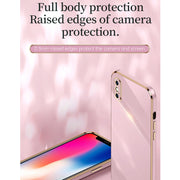 Custodia antiurto in TPU con bordo in oro placcato 6D dritto XINLI con supporto per anello, For iPhone XR, For iPhone XS, For iPhone XS Max