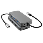 Docking station USB-C 10 in 1 con HDMI, VGA, RJ45 e slot SD/TF