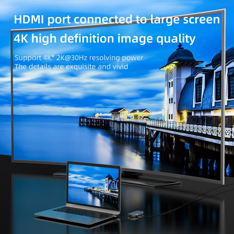 Docking station USB-C 10 in 1 con HDMI, VGA, RJ45 e slot SD/TF