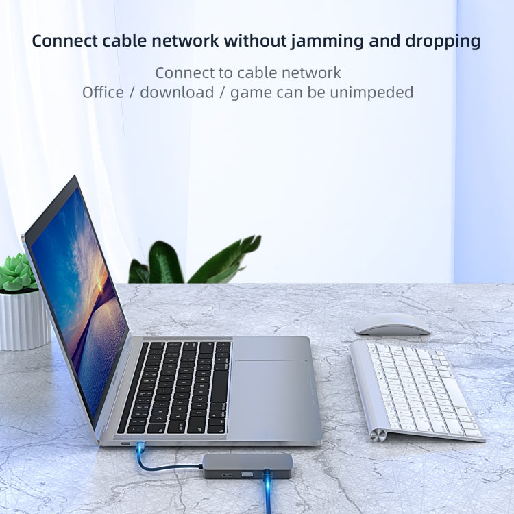 Docking station USB-C 10 in 1 con HDMI, VGA, RJ45 e slot SD/TF