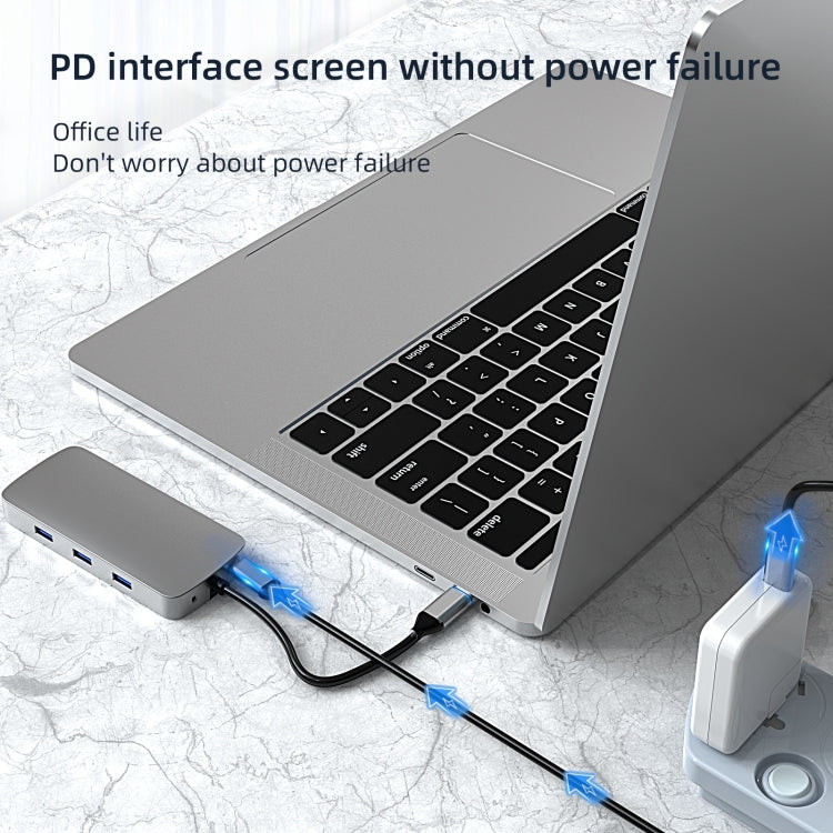 Docking station USB-C 10 in 1 con HDMI, VGA, RJ45 e slot SD/TF