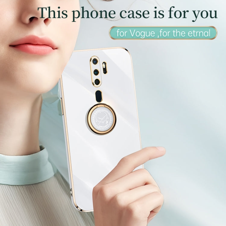 Custodia antiurto in TPU con bordo in oro placcato 6D dritto XINLI con supporto per anello, For OPPO A9 2020 / A11x, For OPPO A15, For OPPO A52