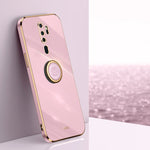 Custodia antiurto in TPU con bordo in oro placcato 6D dritto XINLI con supporto per anello, For OPPO A9 2020 / A11x, For OPPO A15, For OPPO A52