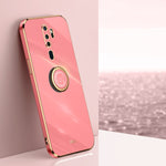 Custodia antiurto in TPU con bordo in oro placcato 6D dritto XINLI con supporto per anello, For OPPO A9 2020 / A11x, For OPPO A15, For OPPO A52