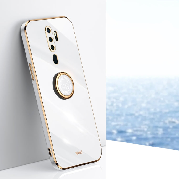 Custodia antiurto in TPU con bordo in oro placcato 6D dritto XINLI con supporto per anello, For OPPO A9 2020 / A11x, For OPPO A15, For OPPO A52