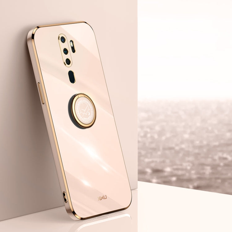 Custodia antiurto in TPU con bordo in oro placcato 6D dritto XINLI con supporto per anello, For OPPO A9 2020 / A11x, For OPPO A15, For OPPO A52