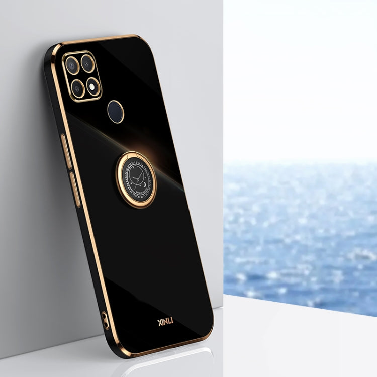 Custodia antiurto in TPU con bordo in oro placcato 6D dritto XINLI con supporto per anello, For OPPO A9 2020 / A11x, For OPPO A15, For OPPO A52