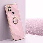 Custodia antiurto in TPU con bordo in oro placcato 6D dritto XINLI con supporto per anello, For OPPO A9 2020 / A11x, For OPPO A15, For OPPO A52