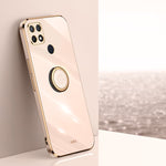 Custodia antiurto in TPU con bordo in oro placcato 6D dritto XINLI con supporto per anello, For OPPO A9 2020 / A11x, For OPPO A15, For OPPO A52