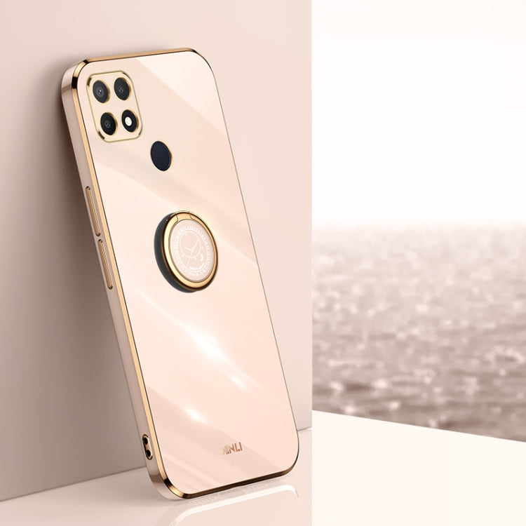 Custodia antiurto in TPU con bordo in oro placcato 6D dritto XINLI con supporto per anello, For OPPO A9 2020 / A11x, For OPPO A15, For OPPO A52