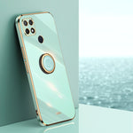 Custodia antiurto in TPU con bordo in oro placcato 6D dritto XINLI con supporto per anello, For OPPO A9 2020 / A11x, For OPPO A15, For OPPO A52