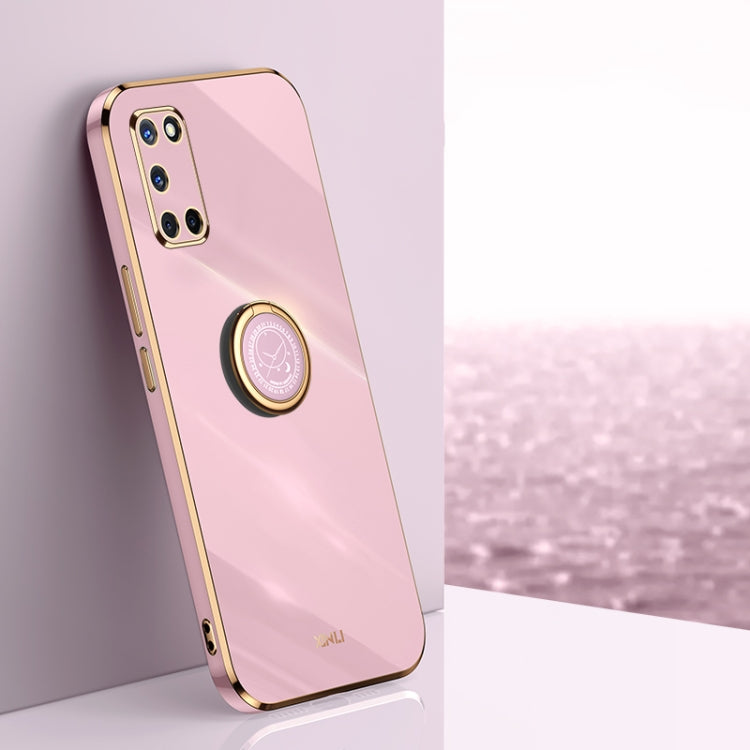 Custodia antiurto in TPU con bordo in oro placcato 6D dritto XINLI con supporto per anello, For OPPO A9 2020 / A11x, For OPPO A15, For OPPO A52