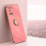 Custodia antiurto in TPU con bordo in oro placcato 6D dritto XINLI con supporto per anello, For OPPO A9 2020 / A11x, For OPPO A15, For OPPO A52