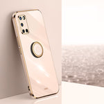 Custodia antiurto in TPU con bordo in oro placcato 6D dritto XINLI con supporto per anello, For OPPO A9 2020 / A11x, For OPPO A15, For OPPO A52