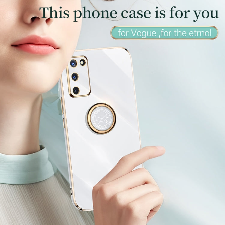 Custodia antiurto in TPU con bordo in oro placcato 6D dritto XINLI con supporto per anello, For OPPO A55 5G, For OPPO A72, For OPPO A91