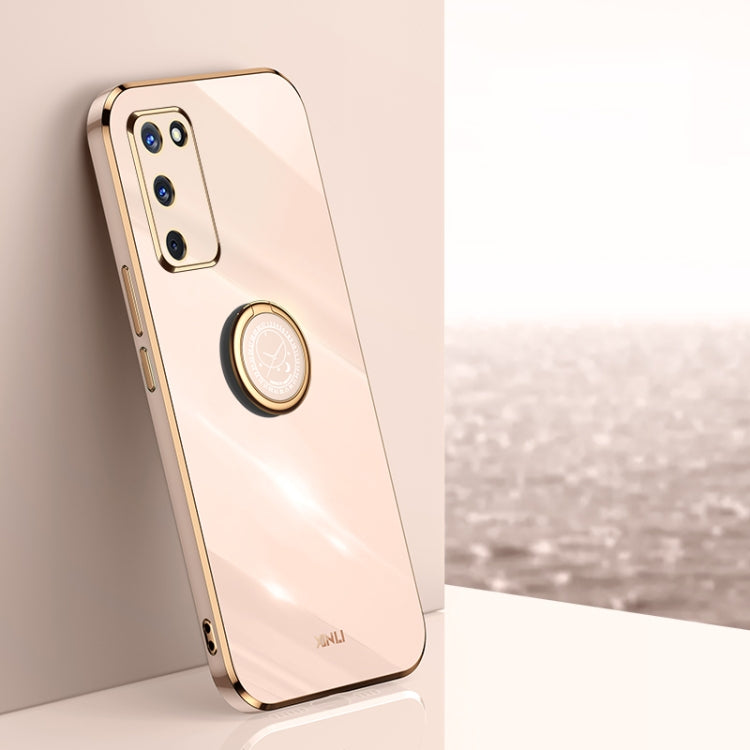 Custodia antiurto in TPU con bordo in oro placcato 6D dritto XINLI con supporto per anello, For OPPO A55 5G, For OPPO A72, For OPPO A91