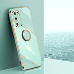 Custodia antiurto in TPU con bordo in oro placcato 6D dritto XINLI con supporto per anello, For OPPO A55 5G, For OPPO A72, For OPPO A91
