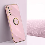 Custodia antiurto in TPU con bordo in oro placcato 6D dritto XINLI con supporto per anello, For OPPO A55 5G, For OPPO A72, For OPPO A91
