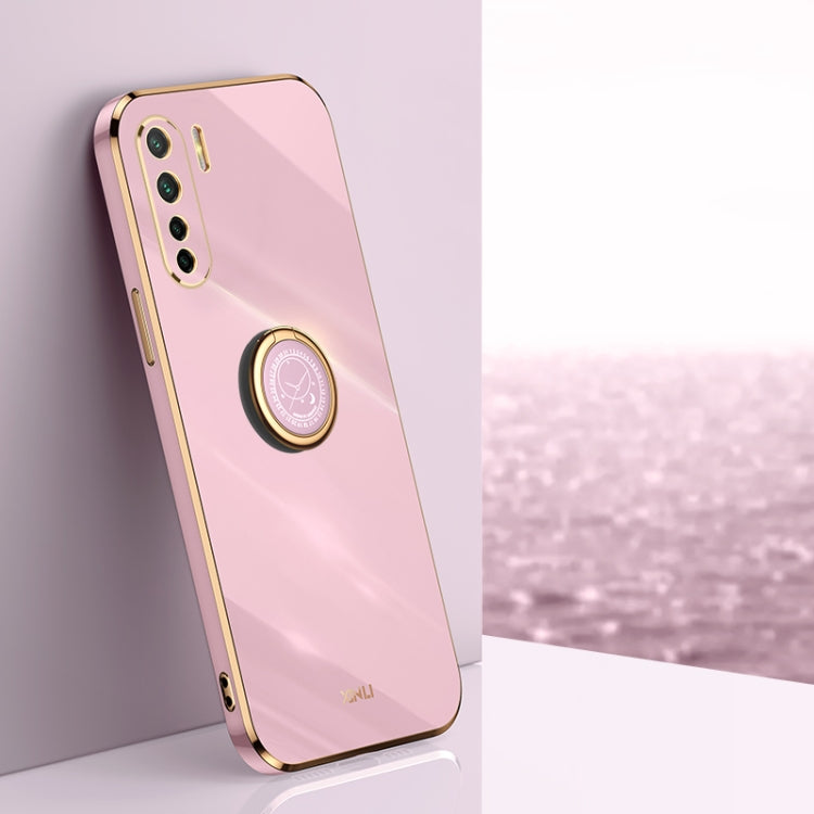 Custodia antiurto in TPU con bordo in oro placcato 6D dritto XINLI con supporto per anello, For OPPO A55 5G, For OPPO A72, For OPPO A91